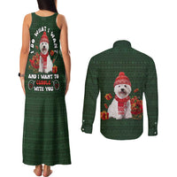 West Highland White Terrier Christmas Couples Matching Tank Maxi Dress and Long Sleeve Button Shirt Xmas Holiday Patterns - Wonder Print Shop
