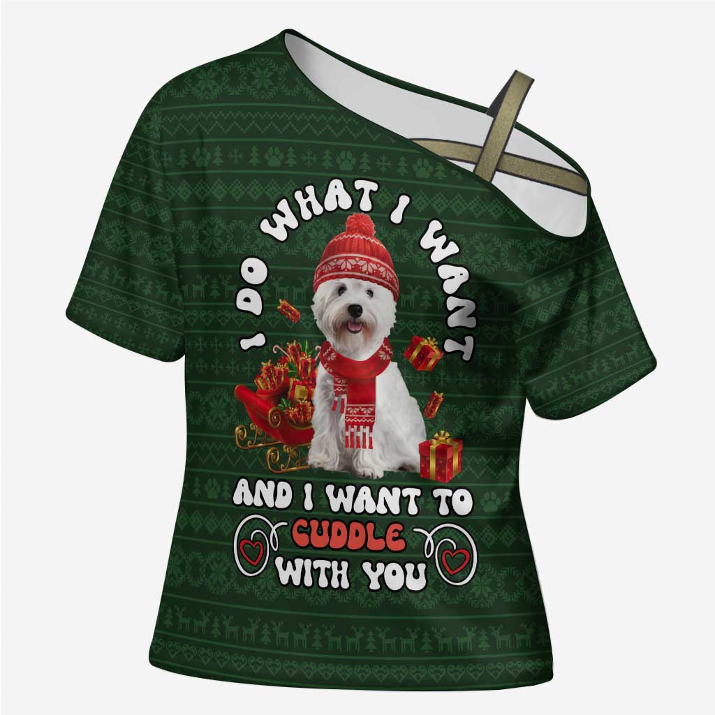 West Highland White Terrier Christmas Cross Shoulder Shirt Xmas Holiday Patterns - Wonder Print Shop