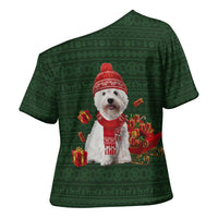 West Highland White Terrier Christmas Cross Shoulder Shirt Xmas Holiday Patterns - Wonder Print Shop