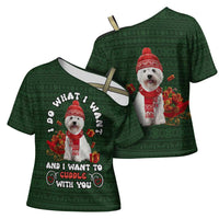 West Highland White Terrier Christmas Cross Shoulder Shirt Xmas Holiday Patterns - Wonder Print Shop
