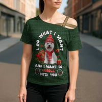 West Highland White Terrier Christmas Cross Shoulder Shirt Xmas Holiday Patterns - Wonder Print Shop