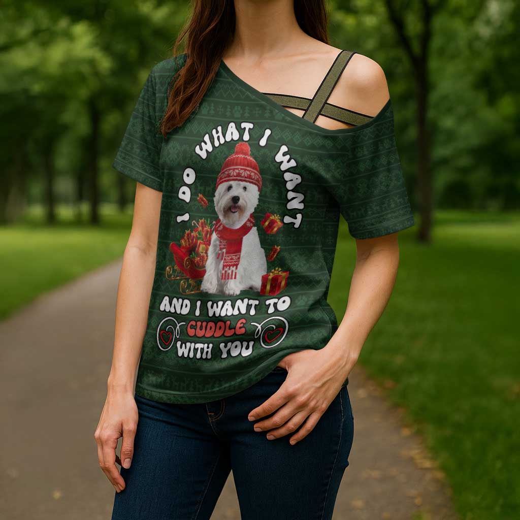 West Highland White Terrier Christmas Cross Shoulder Shirt Xmas Holiday Patterns - Wonder Print Shop