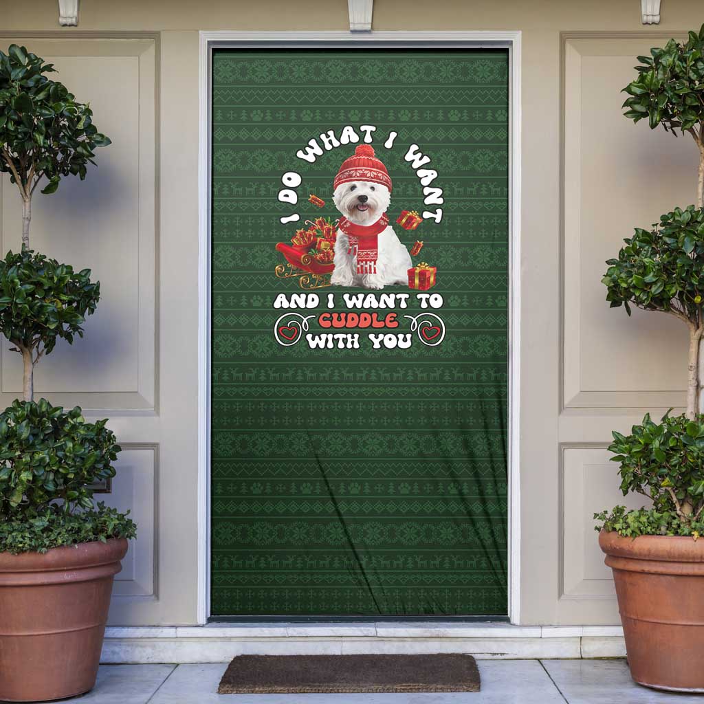 West Highland White Terrier Christmas Door Cover Xmas Holiday Patterns - Wonder Print Shop
