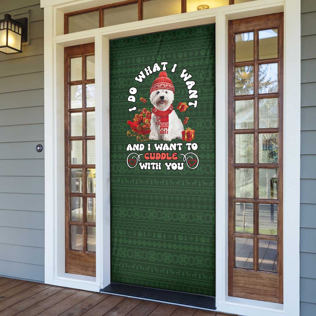 West Highland White Terrier Christmas Door Cover Xmas Holiday Patterns - Wonder Print Shop