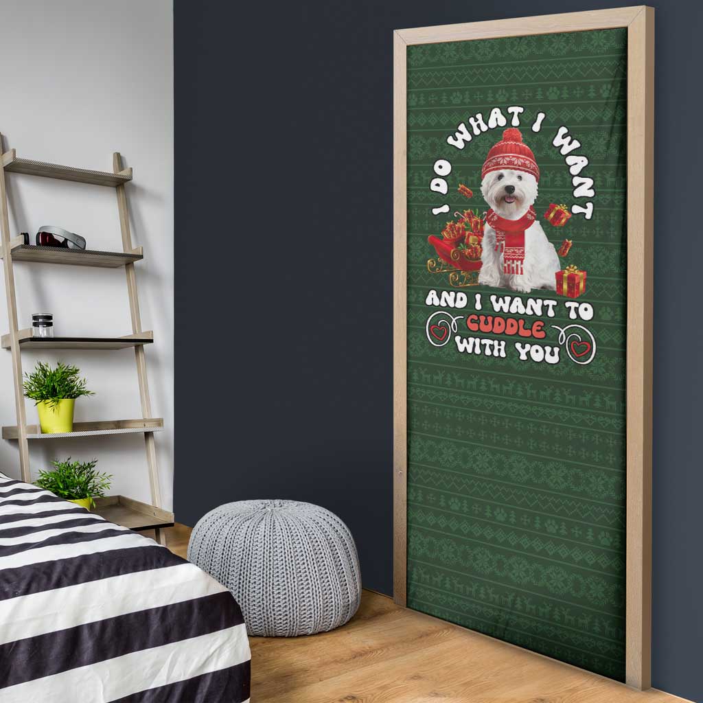 West Highland White Terrier Christmas Door Cover Xmas Holiday Patterns - Wonder Print Shop