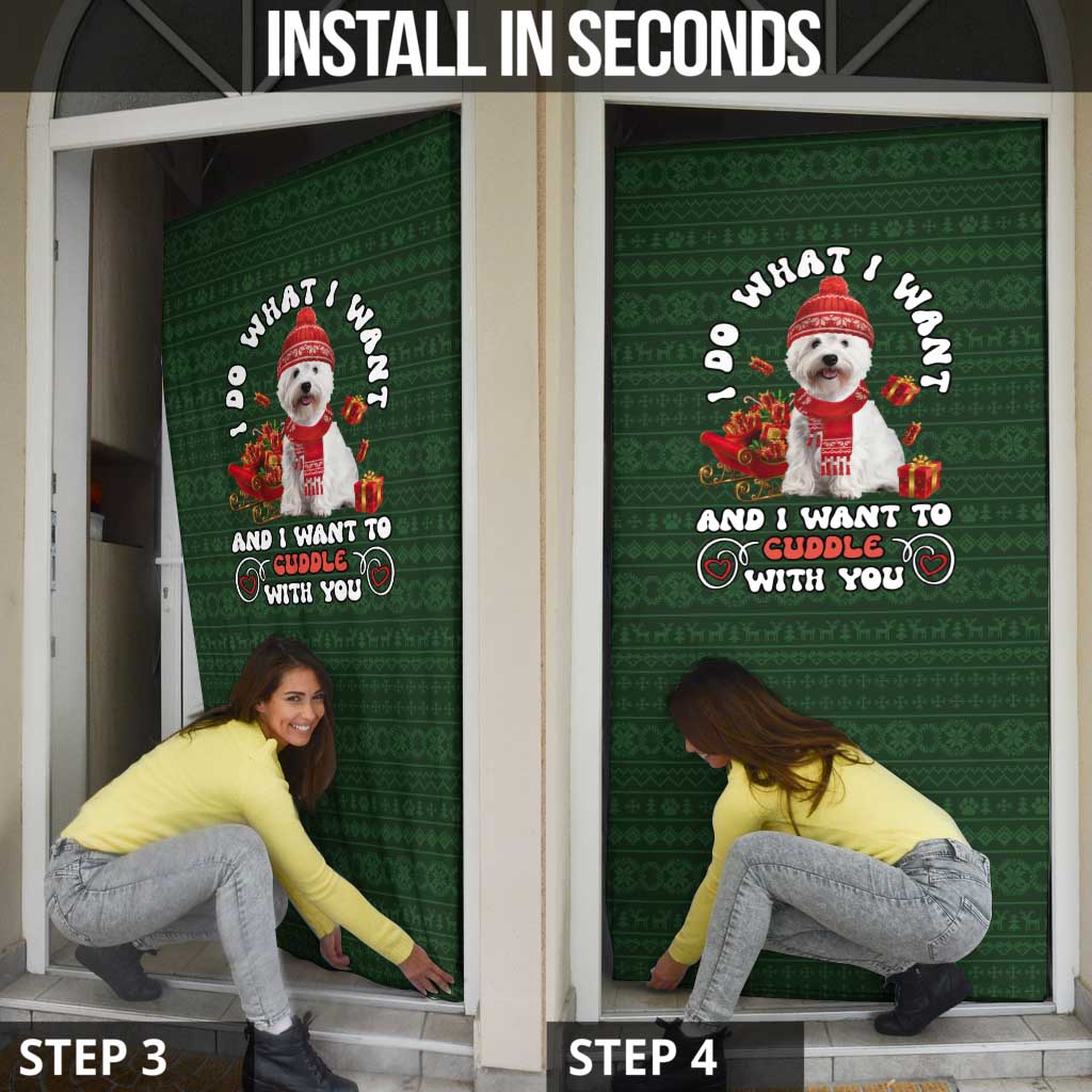 West Highland White Terrier Christmas Door Cover Xmas Holiday Patterns - Wonder Print Shop