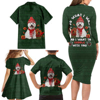 West Highland White Terrier Christmas Family Matching Long Sleeve Bodycon Dress and Hawaiian Shirt Xmas Holiday Patterns - Wonder Print Shop