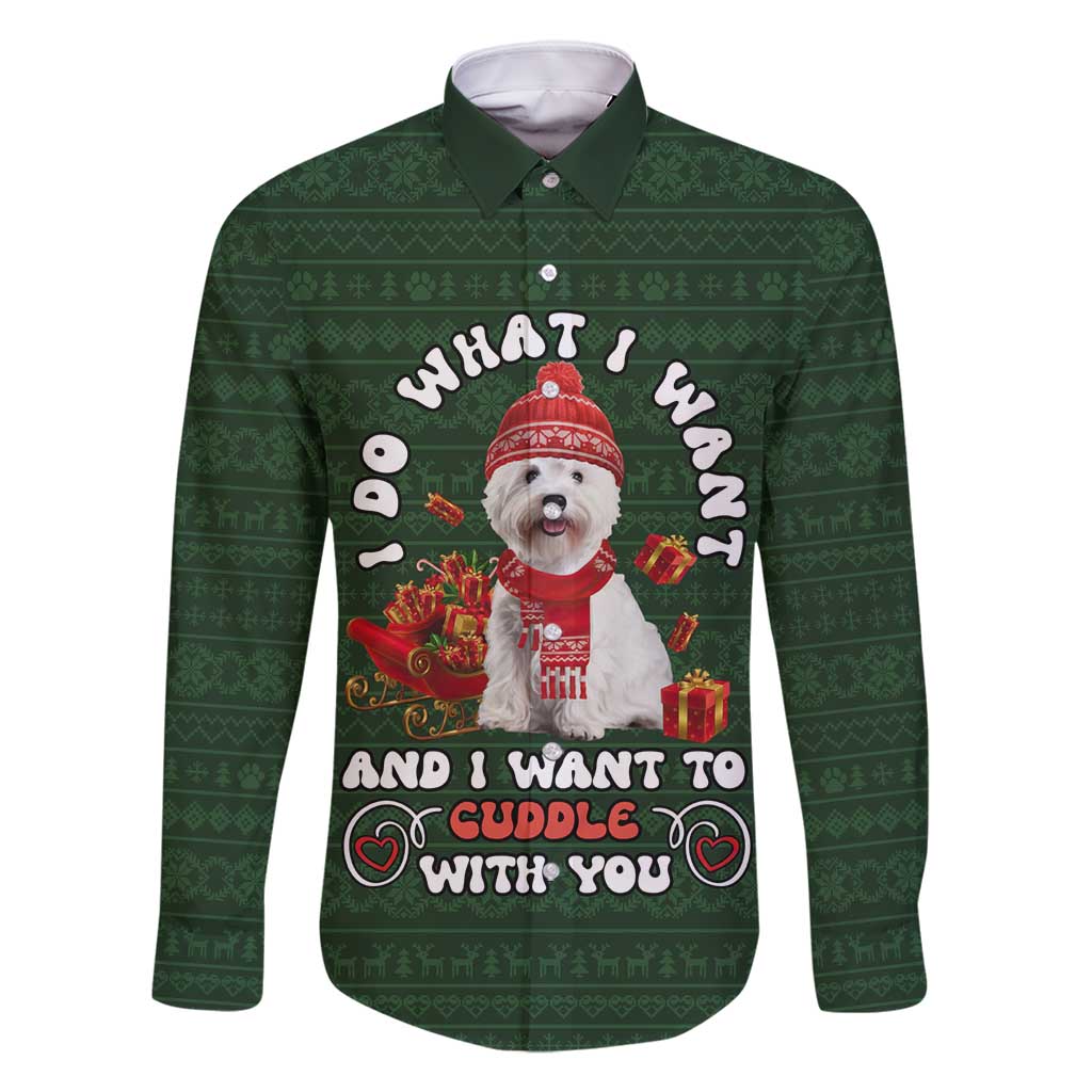 West Highland White Terrier Christmas Family Matching Long Sleeve Bodycon Dress and Hawaiian Shirt Xmas Holiday Patterns - Wonder Print Shop