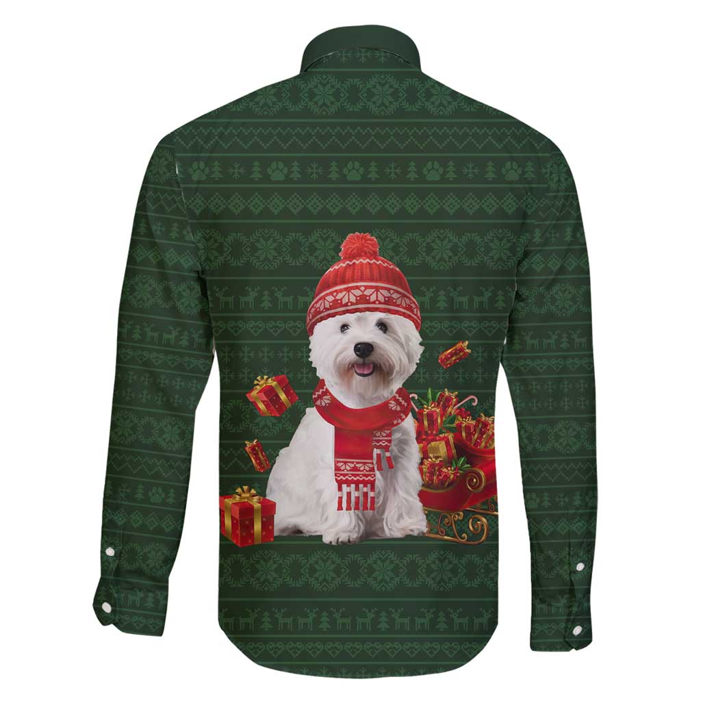 West Highland White Terrier Christmas Family Matching Long Sleeve Bodycon Dress and Hawaiian Shirt Xmas Holiday Patterns - Wonder Print Shop