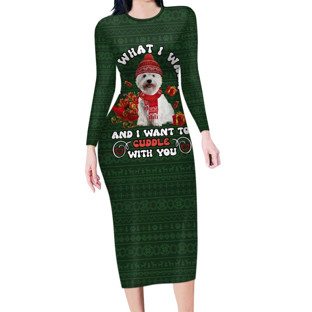 West Highland White Terrier Christmas Family Matching Long Sleeve Bodycon Dress and Hawaiian Shirt Xmas Holiday Patterns - Wonder Print Shop