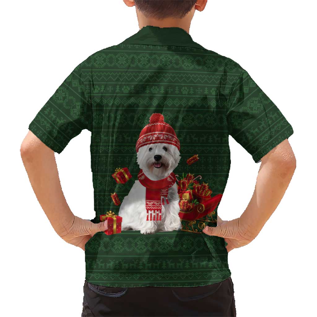 West Highland White Terrier Christmas Family Matching Mermaid Dress and Hawaiian Shirt Xmas Holiday Patterns - Wonder Print Shop