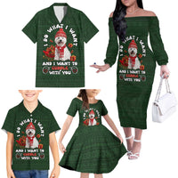 West Highland White Terrier Christmas Family Matching Off The Shoulder Long Sleeve Dress and Hawaiian Shirt Xmas Holiday Patterns - Wonder Print Shop