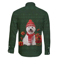 West Highland White Terrier Christmas Family Matching Off The Shoulder Long Sleeve Dress and Hawaiian Shirt Xmas Holiday Patterns - Wonder Print Shop