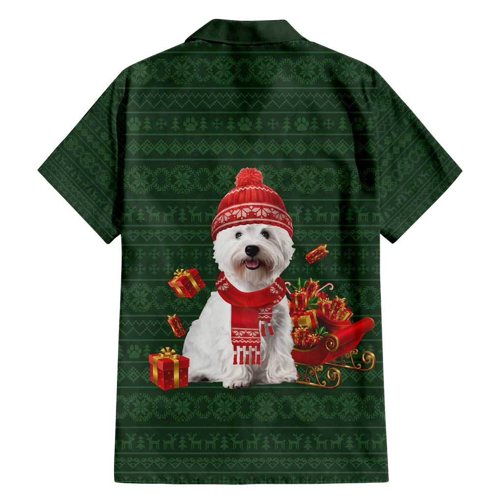 West Highland White Terrier Christmas Family Matching Off Shoulder Maxi Dress and Hawaiian Shirt Xmas Holiday Patterns - Wonder Print Shop