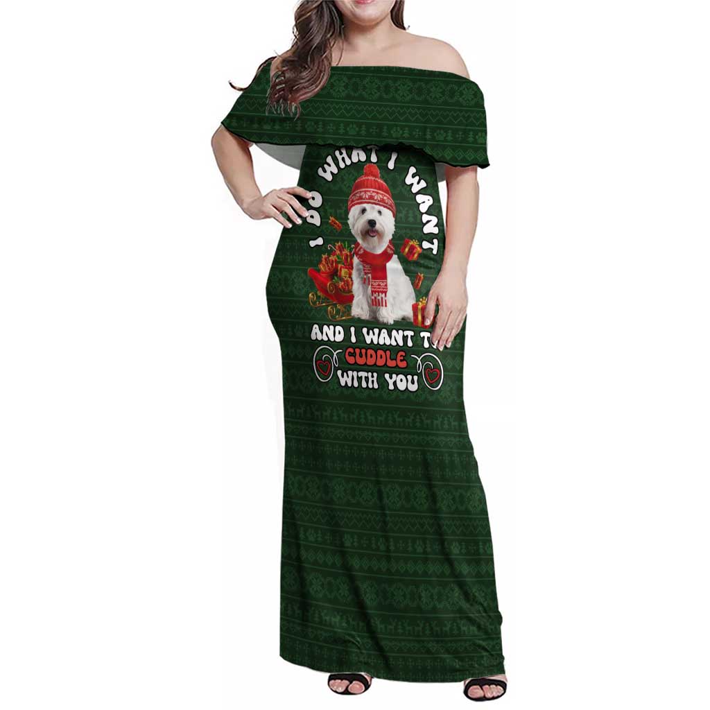 West Highland White Terrier Christmas Family Matching Off Shoulder Maxi Dress and Hawaiian Shirt Xmas Holiday Patterns - Wonder Print Shop