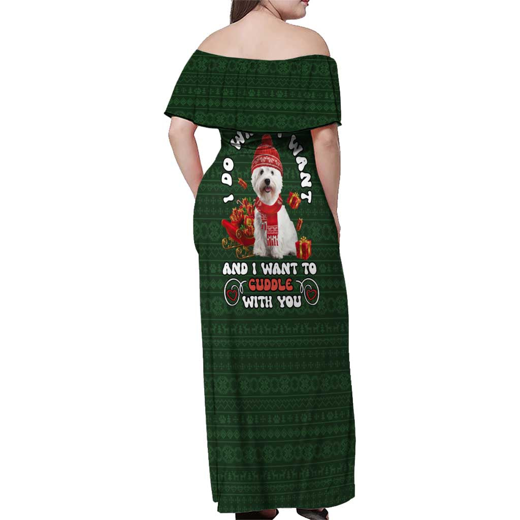 West Highland White Terrier Christmas Family Matching Off Shoulder Maxi Dress and Hawaiian Shirt Xmas Holiday Patterns - Wonder Print Shop
