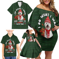 West Highland White Terrier Christmas Family Matching Off Shoulder Short Dress and Hawaiian Shirt Xmas Holiday Patterns - Wonder Print Shop