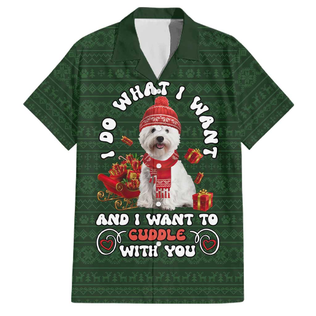 West Highland White Terrier Christmas Family Matching Off Shoulder Short Dress and Hawaiian Shirt Xmas Holiday Patterns - Wonder Print Shop