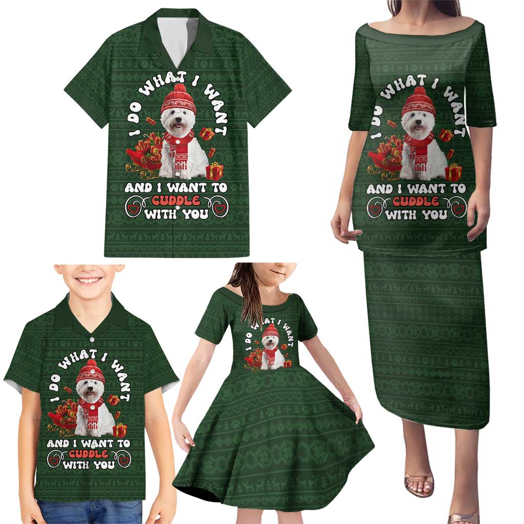 West Highland White Terrier Christmas Family Matching Puletasi and Hawaiian Shirt Xmas Holiday Patterns - Wonder Print Shop