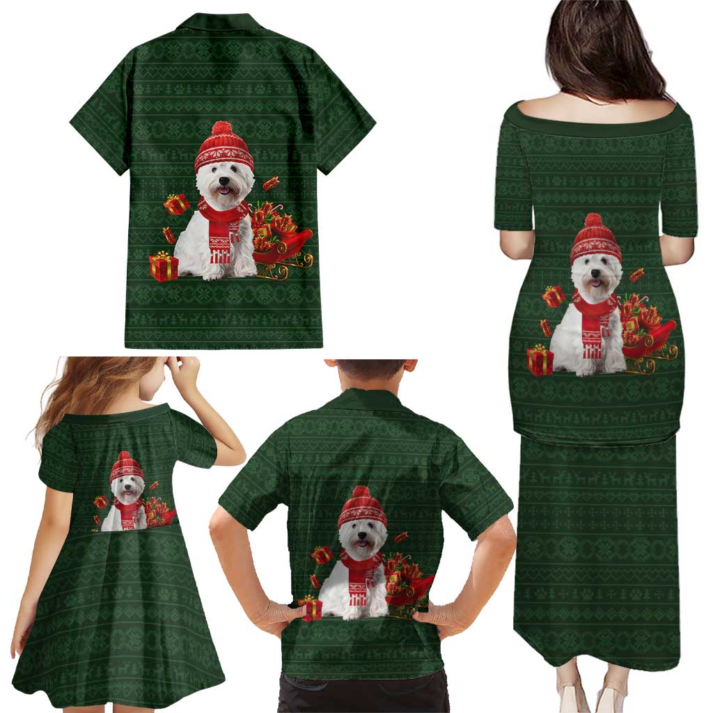 West Highland White Terrier Christmas Family Matching Puletasi and Hawaiian Shirt Xmas Holiday Patterns - Wonder Print Shop