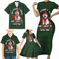 West Highland White Terrier Christmas Family Matching Short Sleeve Bodycon Dress and Hawaiian Shirt Xmas Holiday Patterns - Wonder Print Shop