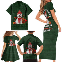 West Highland White Terrier Christmas Family Matching Short Sleeve Bodycon Dress and Hawaiian Shirt Xmas Holiday Patterns - Wonder Print Shop