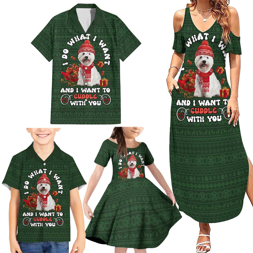 West Highland White Terrier Christmas Family Matching Summer Maxi Dress and Hawaiian Shirt Xmas Holiday Patterns - Wonder Print Shop