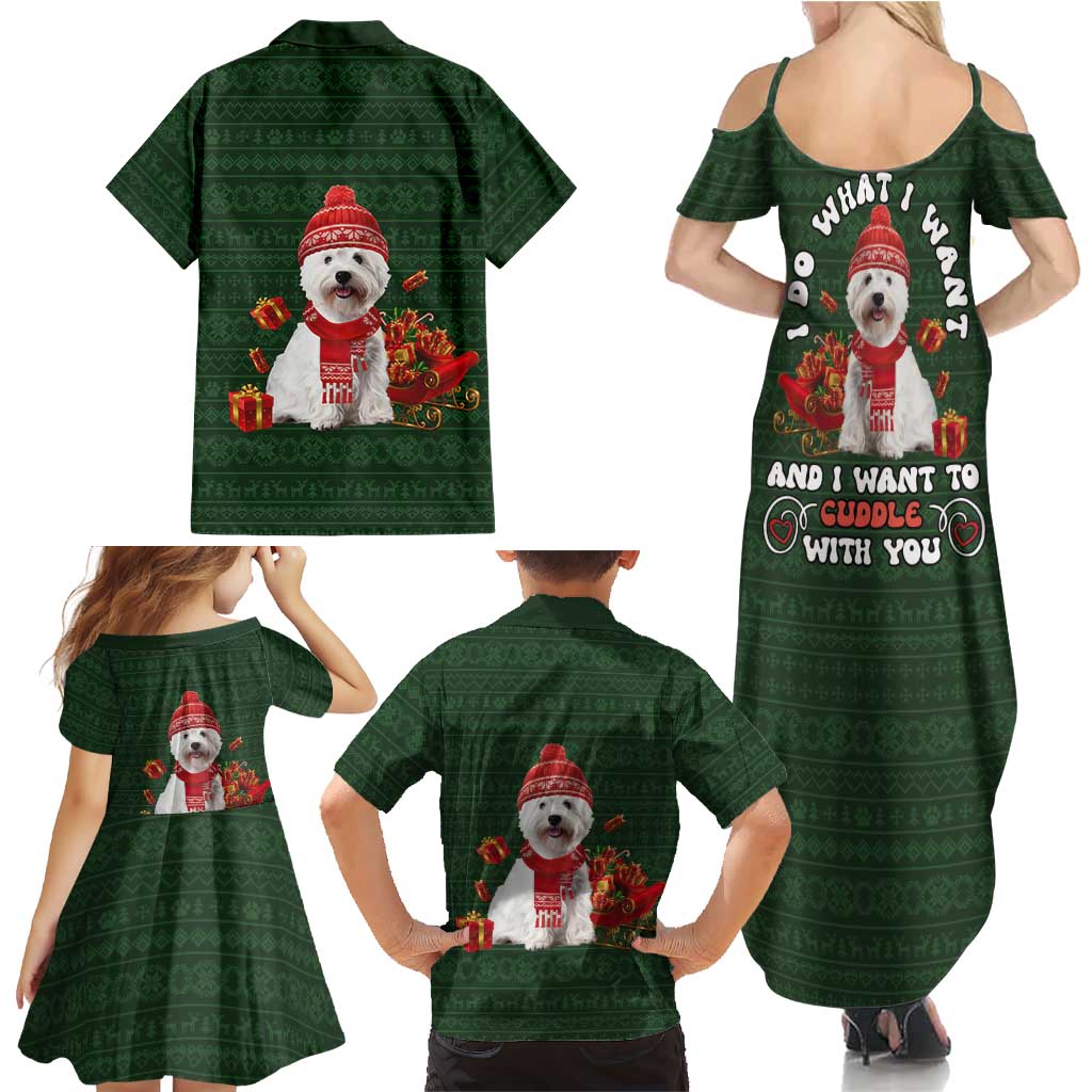 West Highland White Terrier Christmas Family Matching Summer Maxi Dress and Hawaiian Shirt Xmas Holiday Patterns - Wonder Print Shop