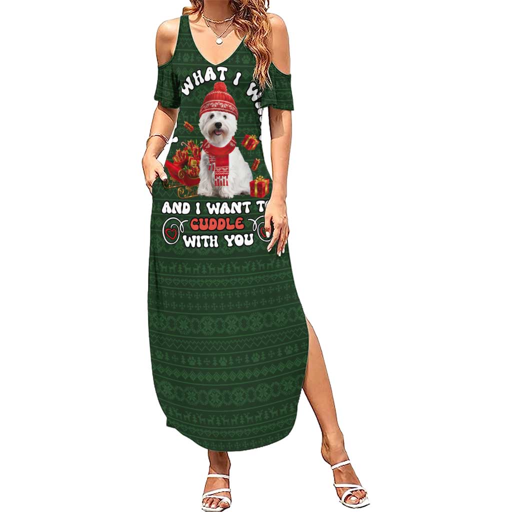West Highland White Terrier Christmas Family Matching Summer Maxi Dress and Hawaiian Shirt Xmas Holiday Patterns - Wonder Print Shop