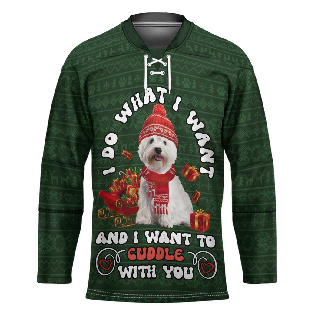 West Highland White Terrier Christmas Hockey Jersey Xmas Holiday Patterns - Wonder Print Shop