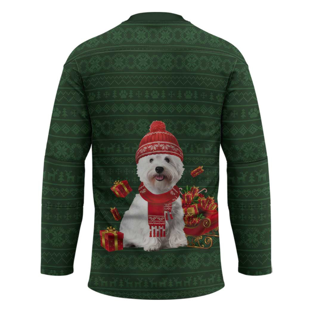 West Highland White Terrier Christmas Hockey Jersey Xmas Holiday Patterns - Wonder Print Shop