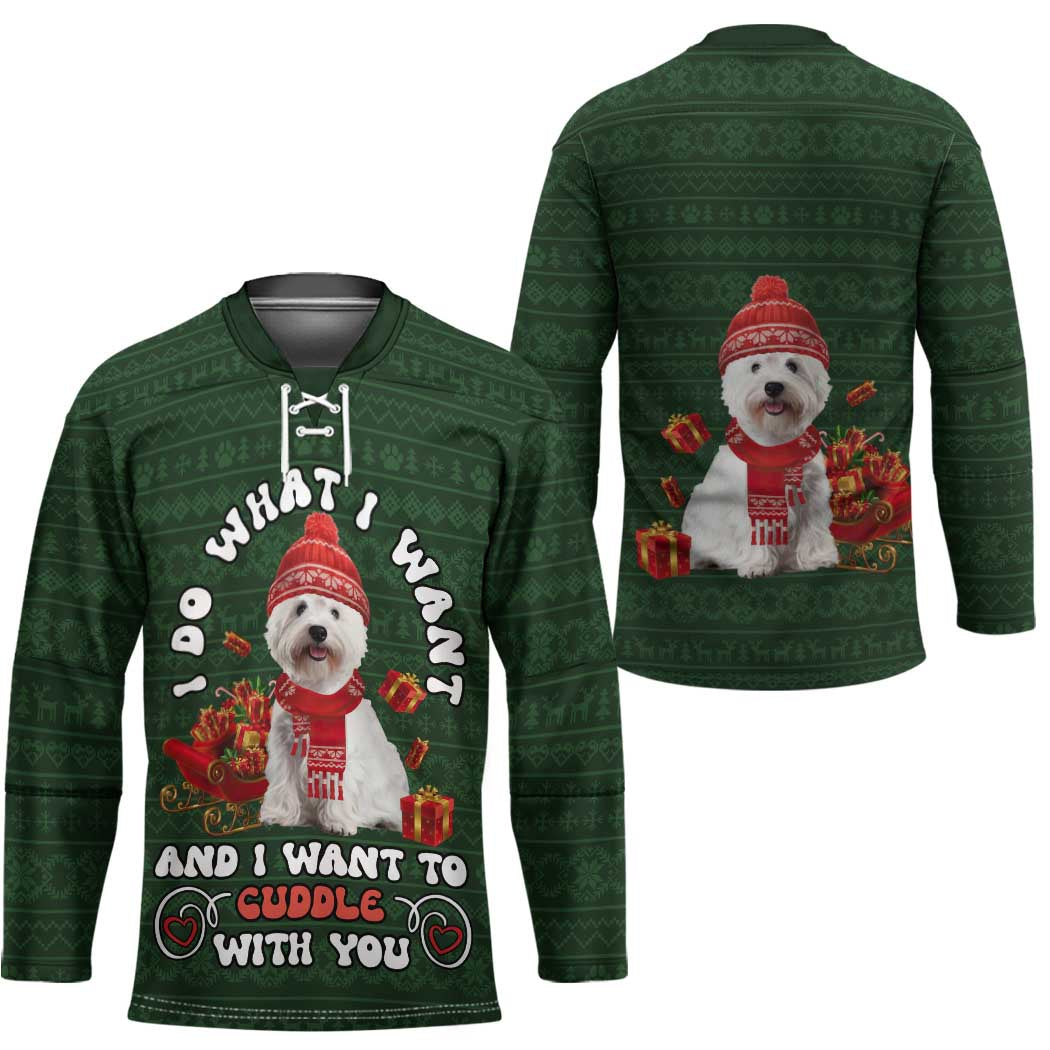 West Highland White Terrier Christmas Hockey Jersey Xmas Holiday Patterns - Wonder Print Shop