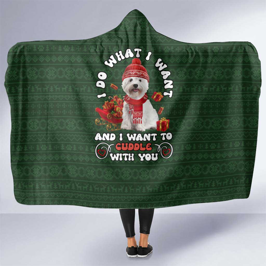 West Highland White Terrier Christmas Hooded Blanket Xmas Holiday Patterns - Wonder Print Shop