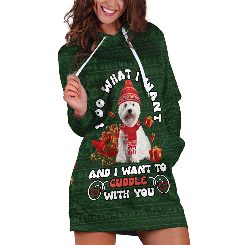 West Highland White Terrier Christmas Hoodie Dress Xmas Holiday Patterns - Wonder Print Shop