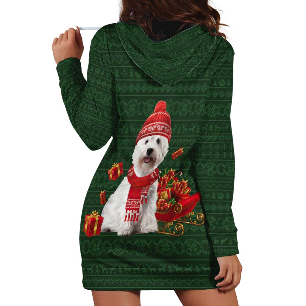 West Highland White Terrier Christmas Hoodie Dress Xmas Holiday Patterns - Wonder Print Shop