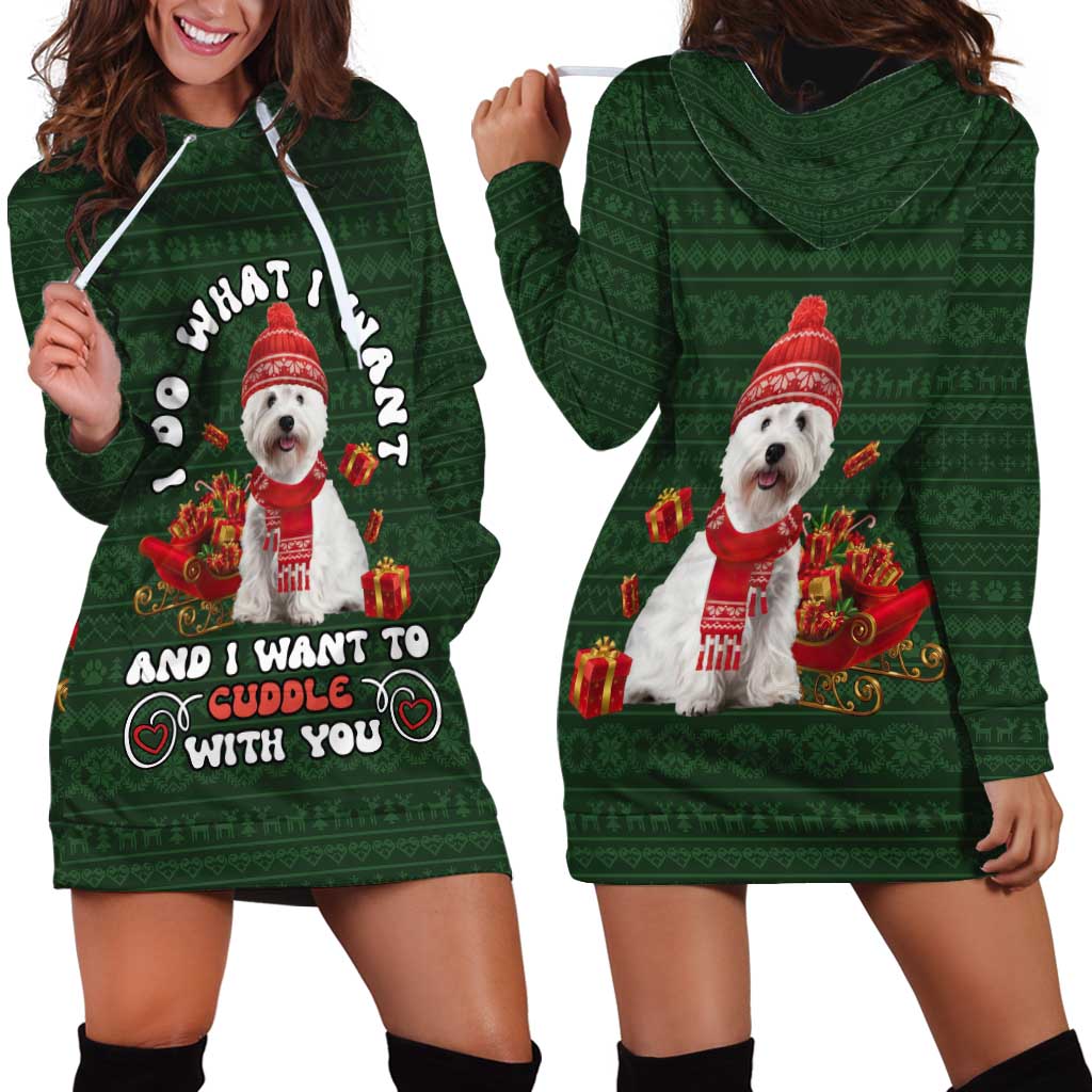 West Highland White Terrier Christmas Hoodie Dress Xmas Holiday Patterns - Wonder Print Shop
