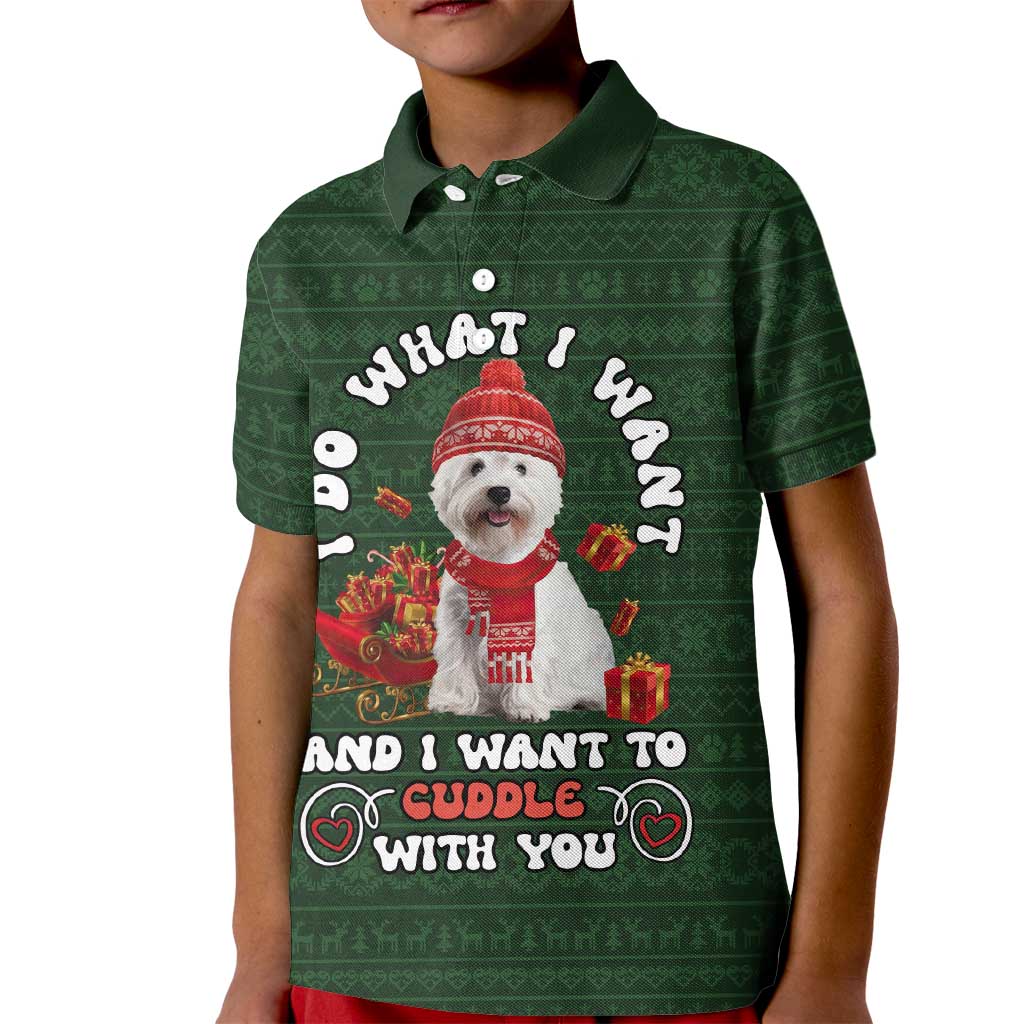West Highland White Terrier Christmas Kid Polo Shirt Xmas Holiday Patterns - Wonder Print Shop