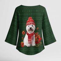 West Highland White Terrier Christmas Kimono Sleeve Blouse Xmas Holiday Patterns - Wonder Print Shop