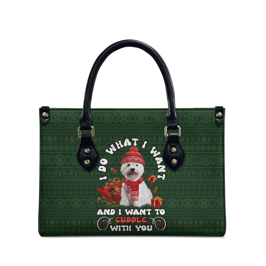 West Highland White Terrier Christmas Leather Bag Xmas Holiday Patterns - Wonder Print Shop