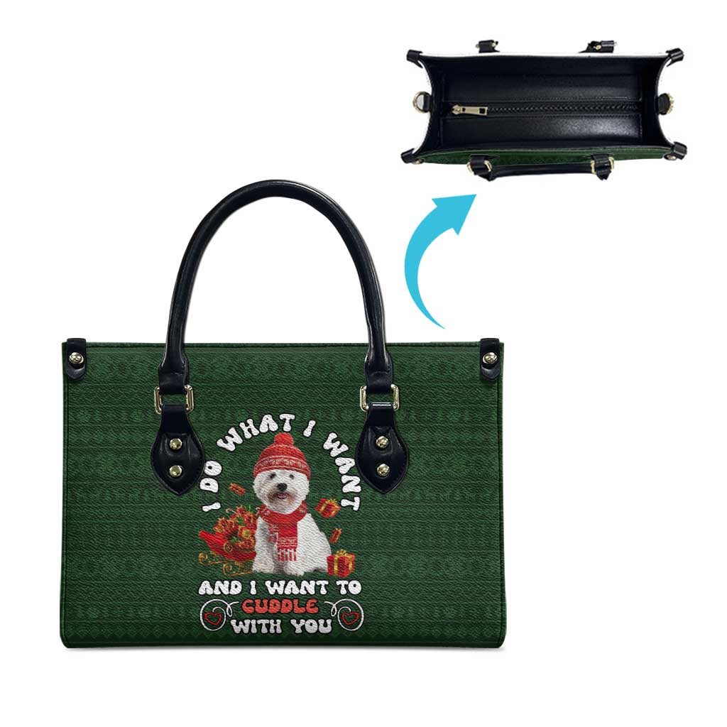 West Highland White Terrier Christmas Leather Bag Xmas Holiday Patterns - Wonder Print Shop