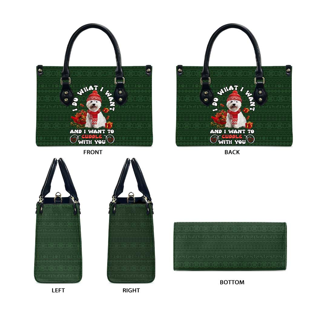 West Highland White Terrier Christmas Leather Bag Xmas Holiday Patterns - Wonder Print Shop