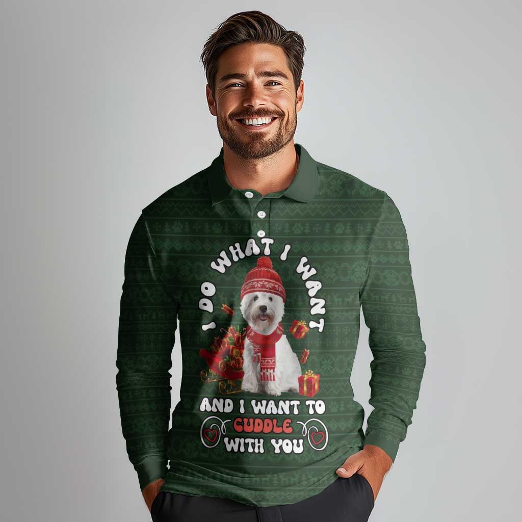West Highland White Terrier Christmas Long Sleeve Polo Shirt Xmas Holiday Patterns - Wonder Print Shop