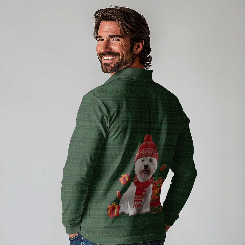 West Highland White Terrier Christmas Long Sleeve Polo Shirt Xmas Holiday Patterns - Wonder Print Shop