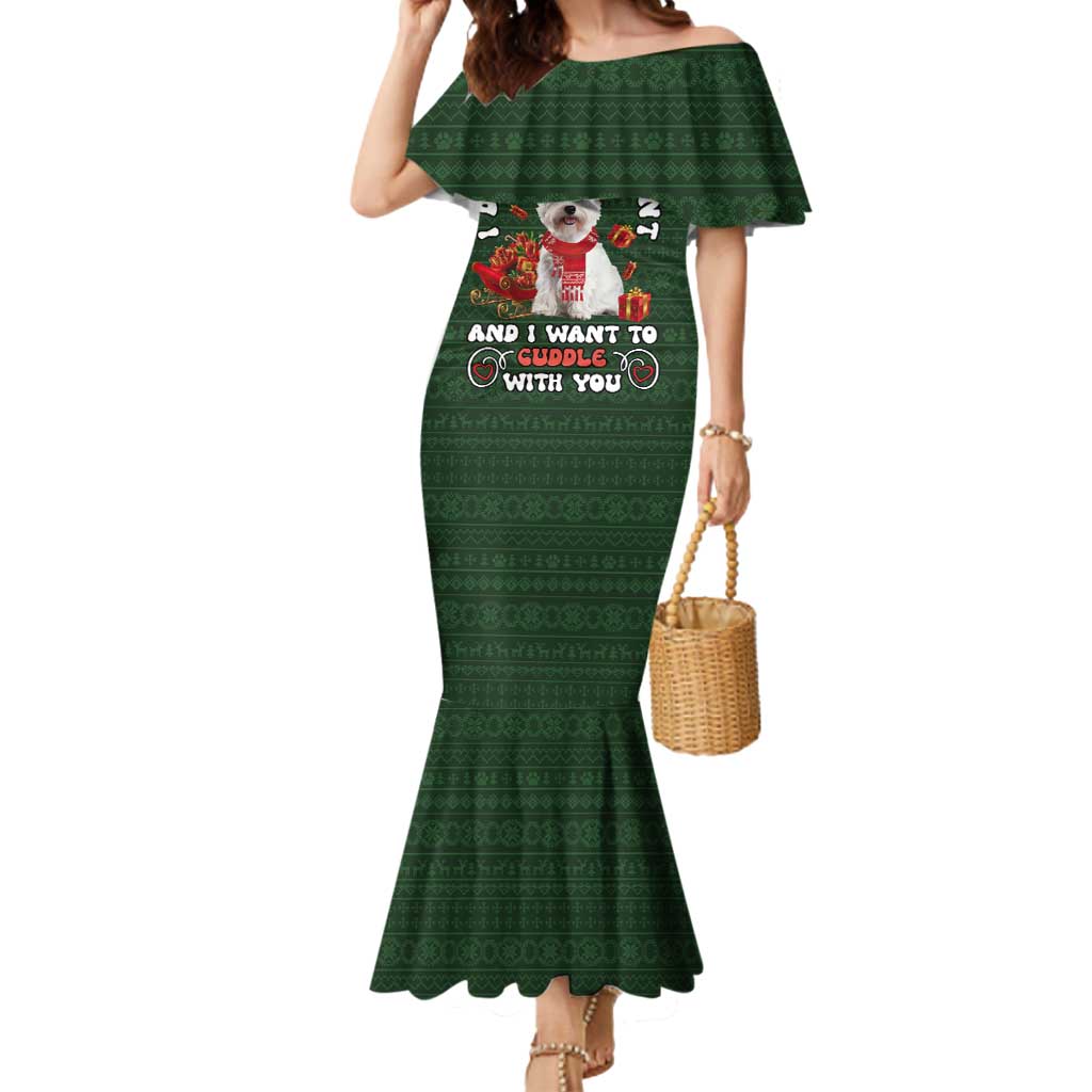 West Highland White Terrier Christmas Mermaid Dress Xmas Holiday Patterns - Wonder Print Shop