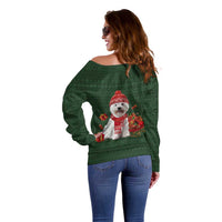 West Highland White Terrier Christmas Off Shoulder Sweater Xmas Holiday Patterns - Wonder Print Shop