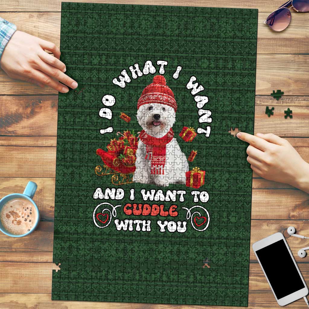 West Highland White Terrier Christmas Puzzle Xmas Holiday Patterns - Wonder Print Shop