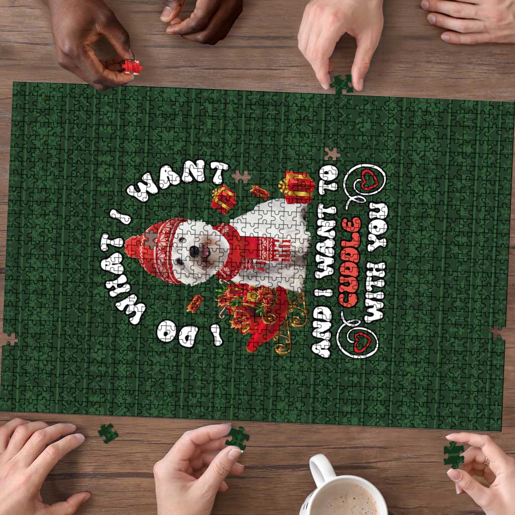 West Highland White Terrier Christmas Puzzle Xmas Holiday Patterns - Wonder Print Shop