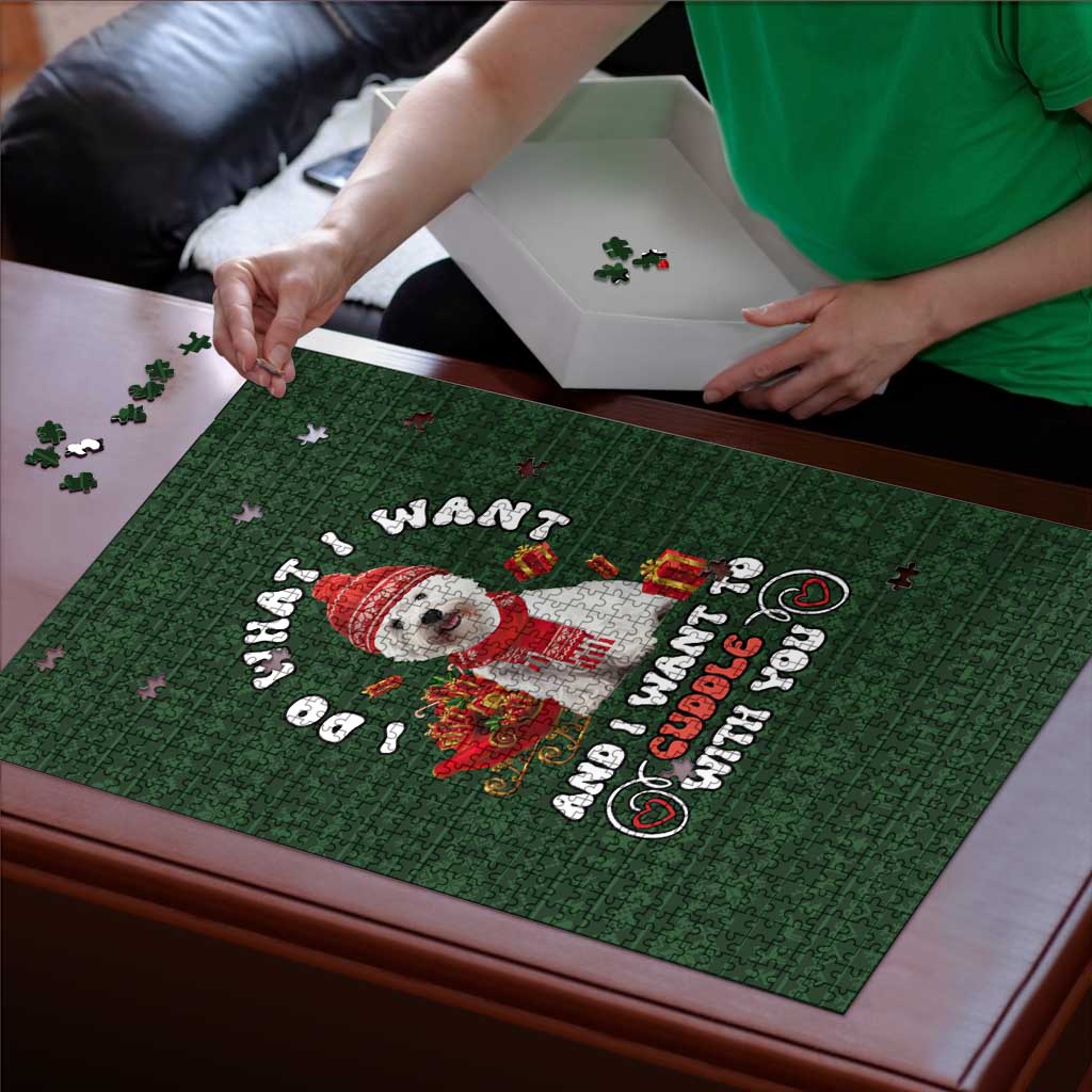 West Highland White Terrier Christmas Puzzle Xmas Holiday Patterns - Wonder Print Shop