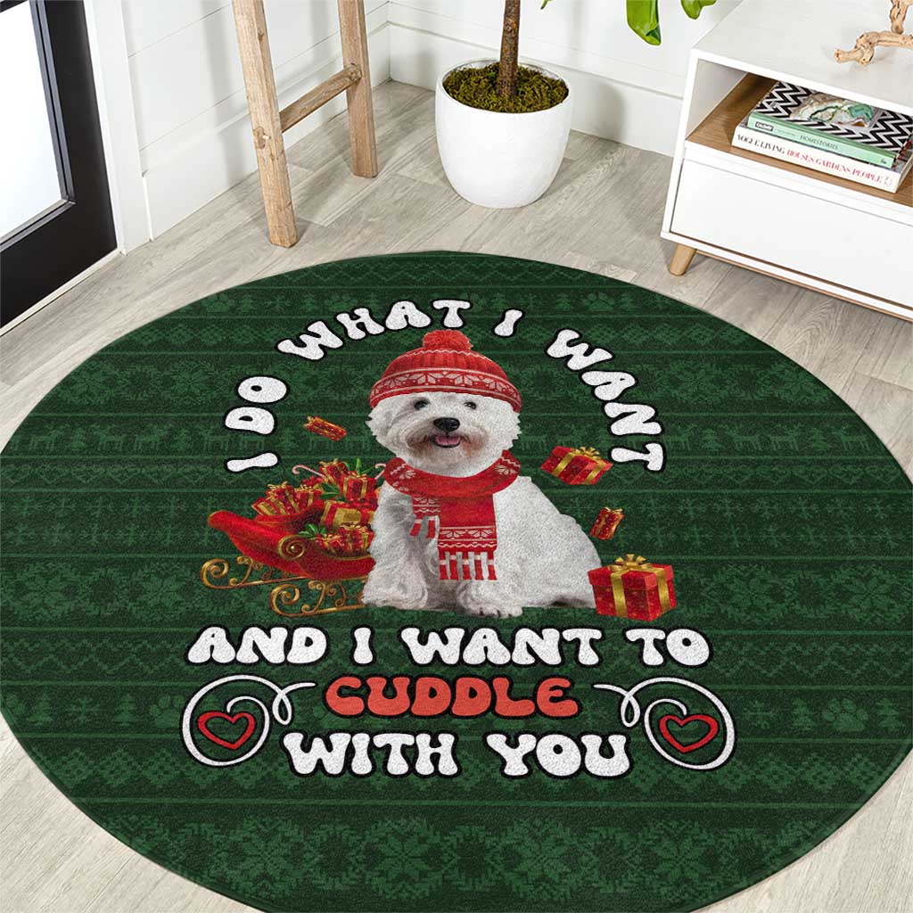 West Highland White Terrier Christmas Round Carpet Xmas Holiday Patterns - Wonder Print Shop