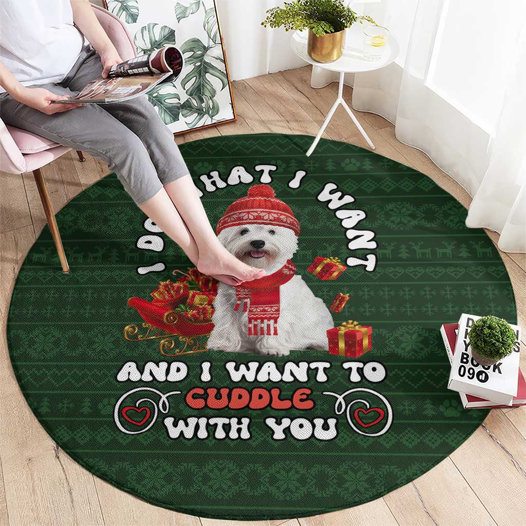 West Highland White Terrier Christmas Round Carpet Xmas Holiday Patterns - Wonder Print Shop